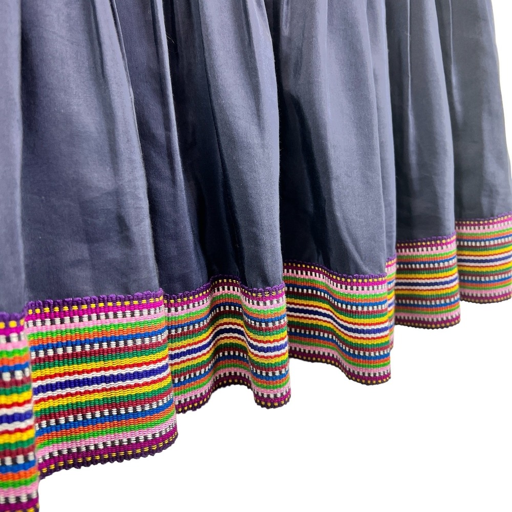 A Common Thread Pleated Mini Skirt S Purple Silk Blend Boho Embroidered Hem - Picture 5 of 9